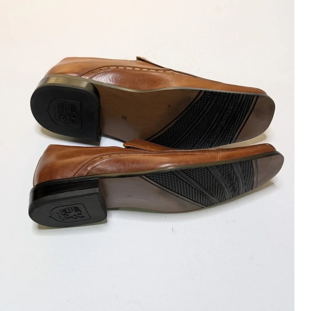 Stacy Adams Mens 24363-221 Brown Leather Square Toe Slip On Dress Loafers Siz 9M